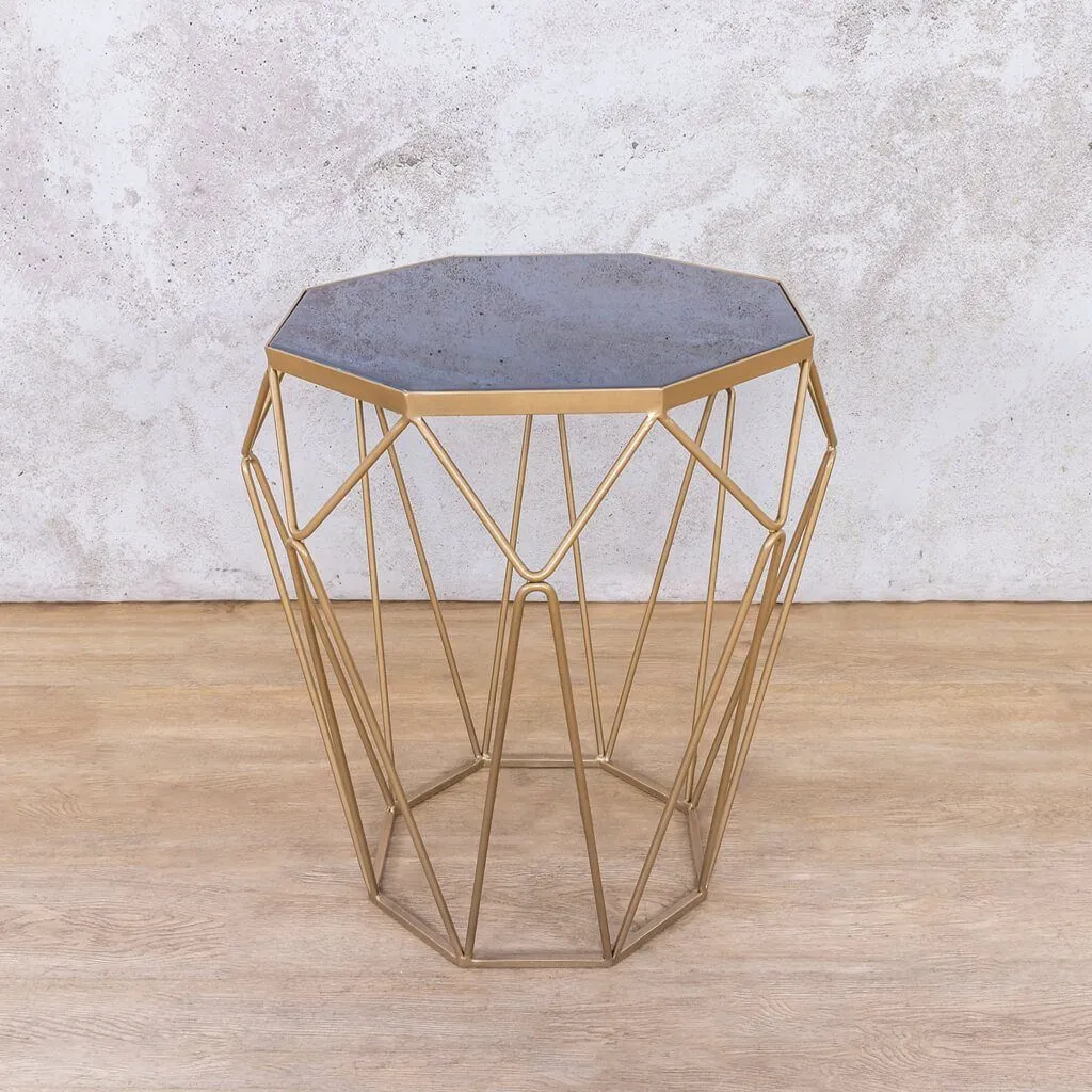 Mara Blue Marble Top Side Table