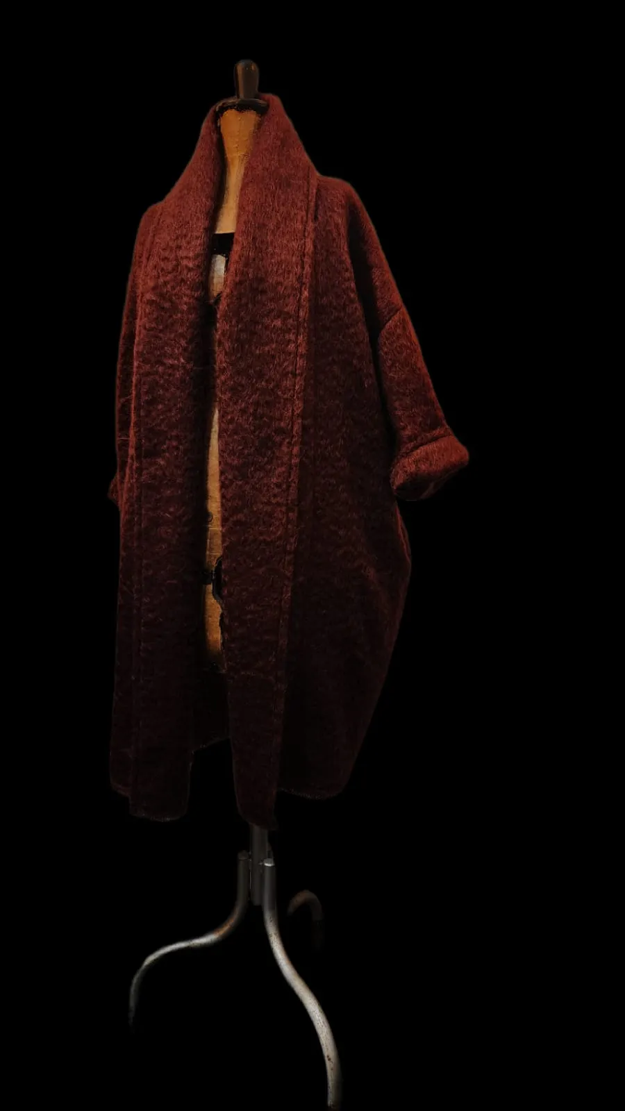 Mohair cocoon coat - Cognac