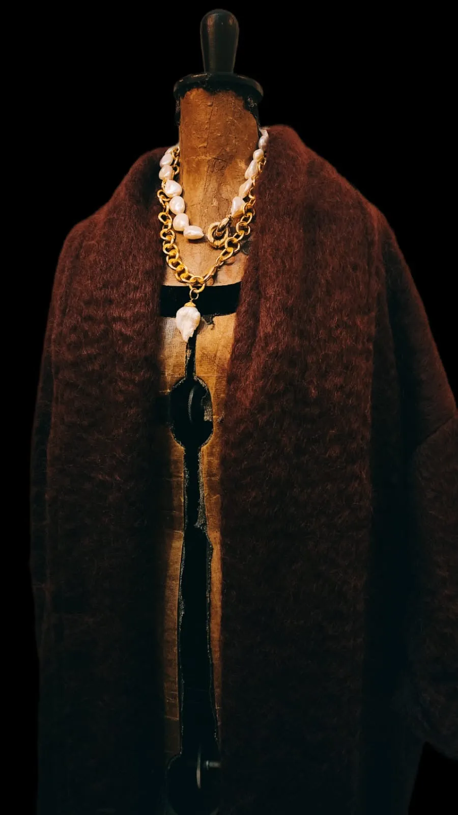 Mohair cocoon coat - Cognac