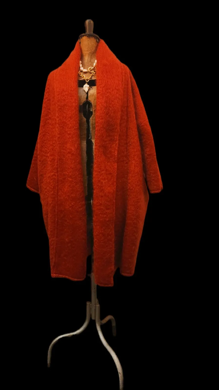 Mohair cocoon coat - Cognac