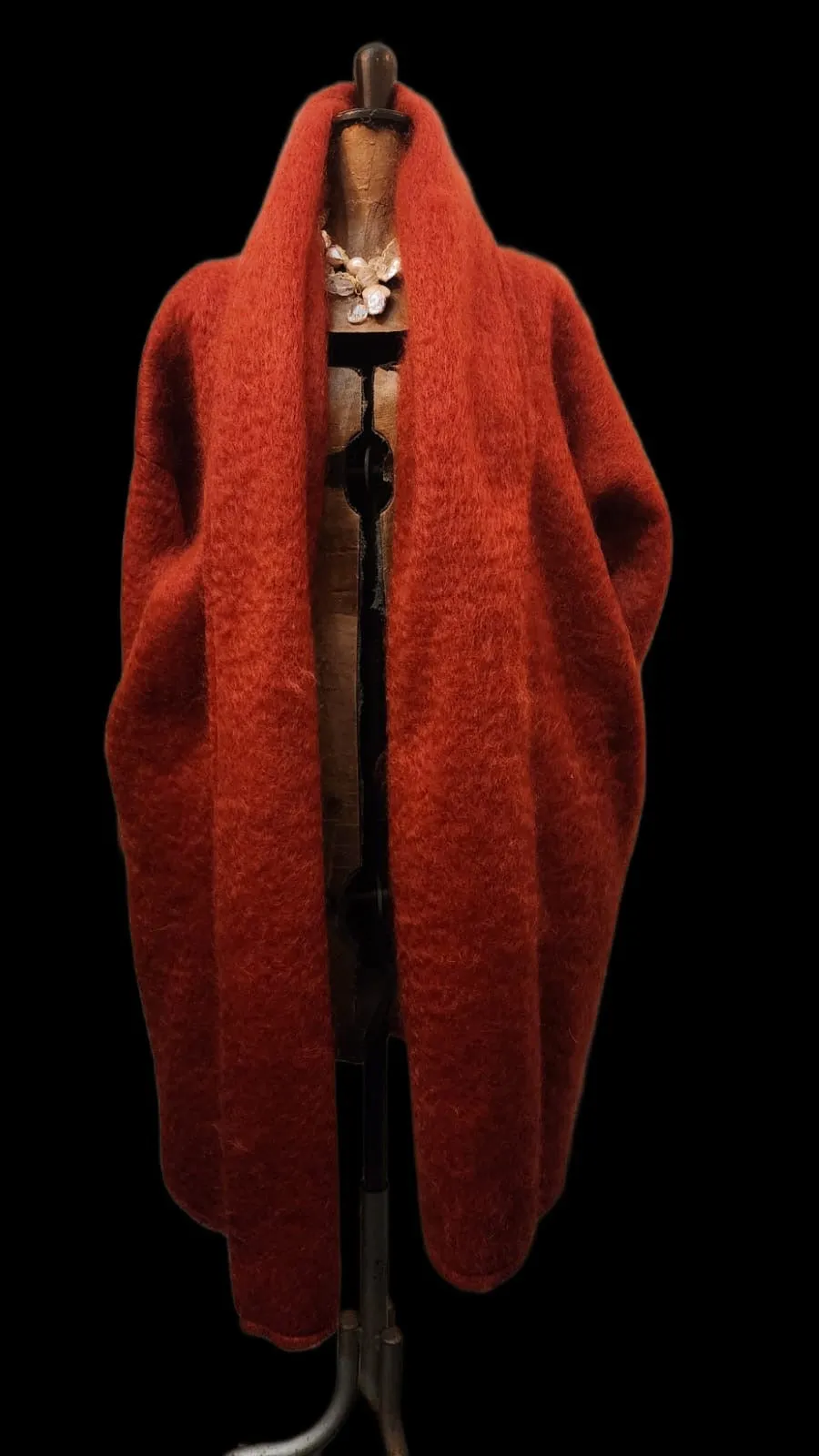 Mohair cocoon coat - Cognac