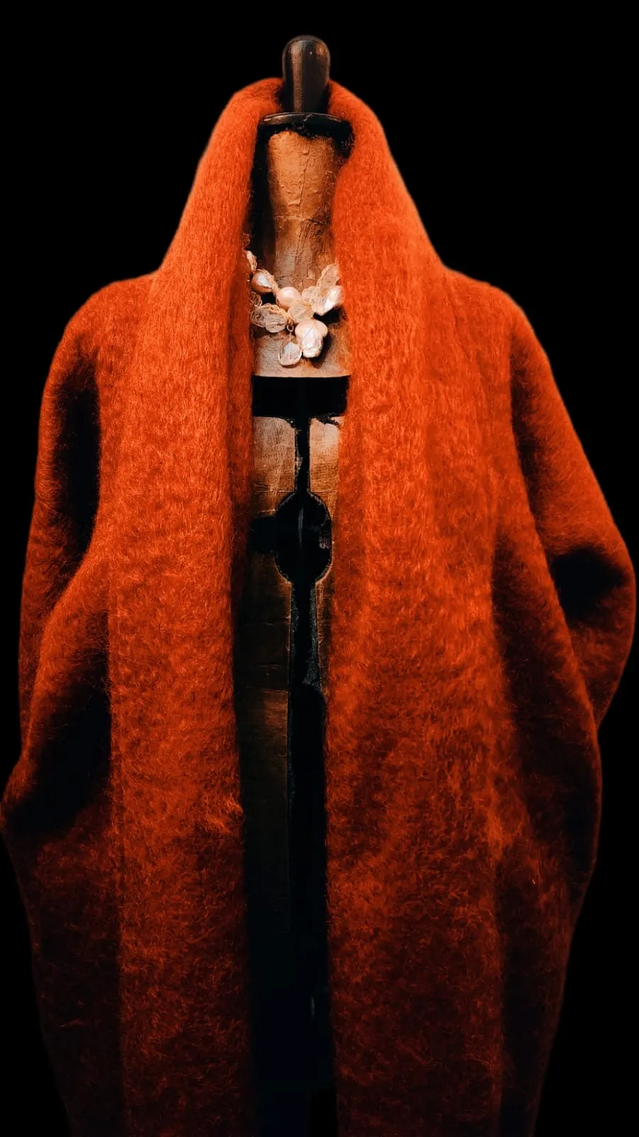 Mohair cocoon coat - Cognac