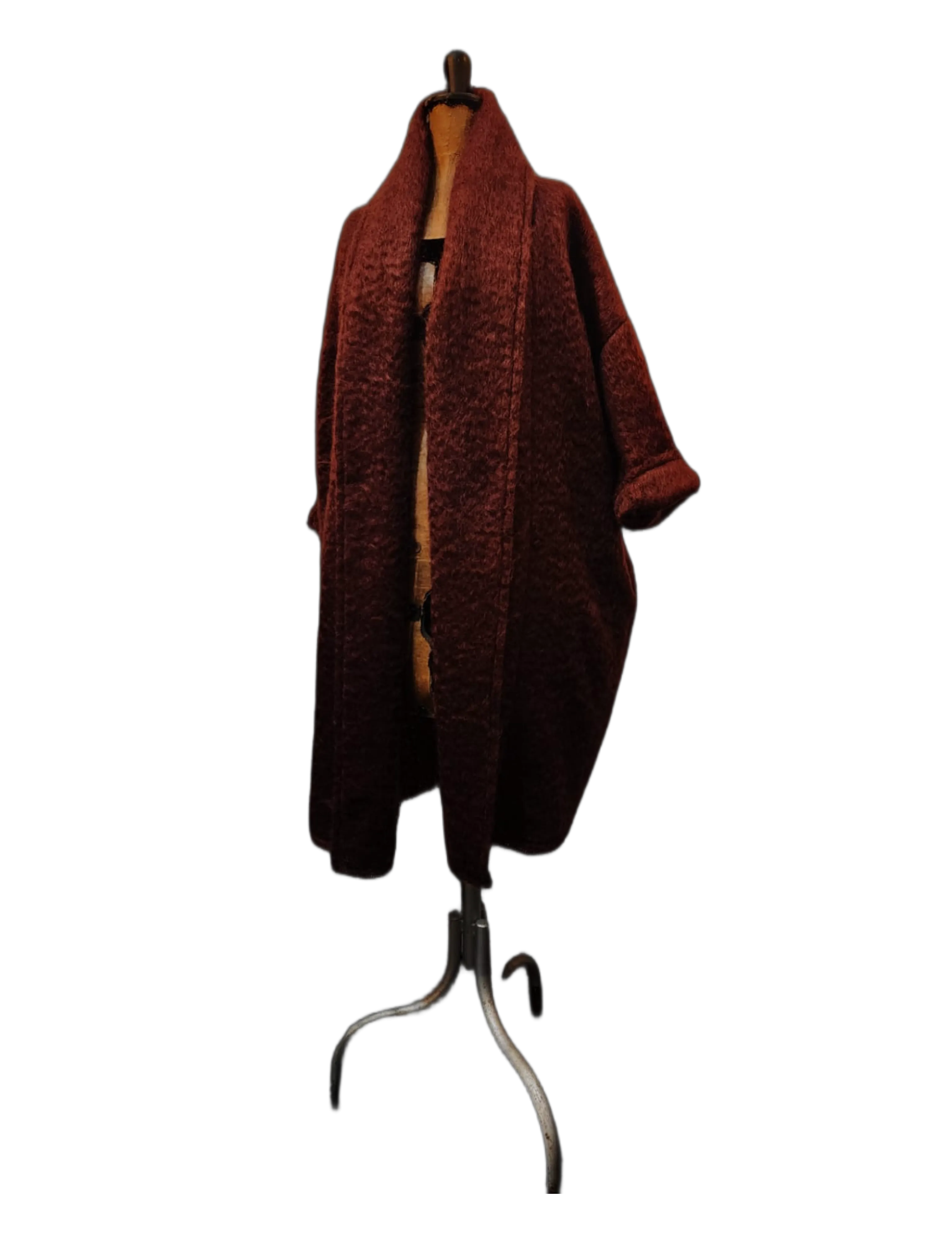 Mohair cocoon coat - Cognac
