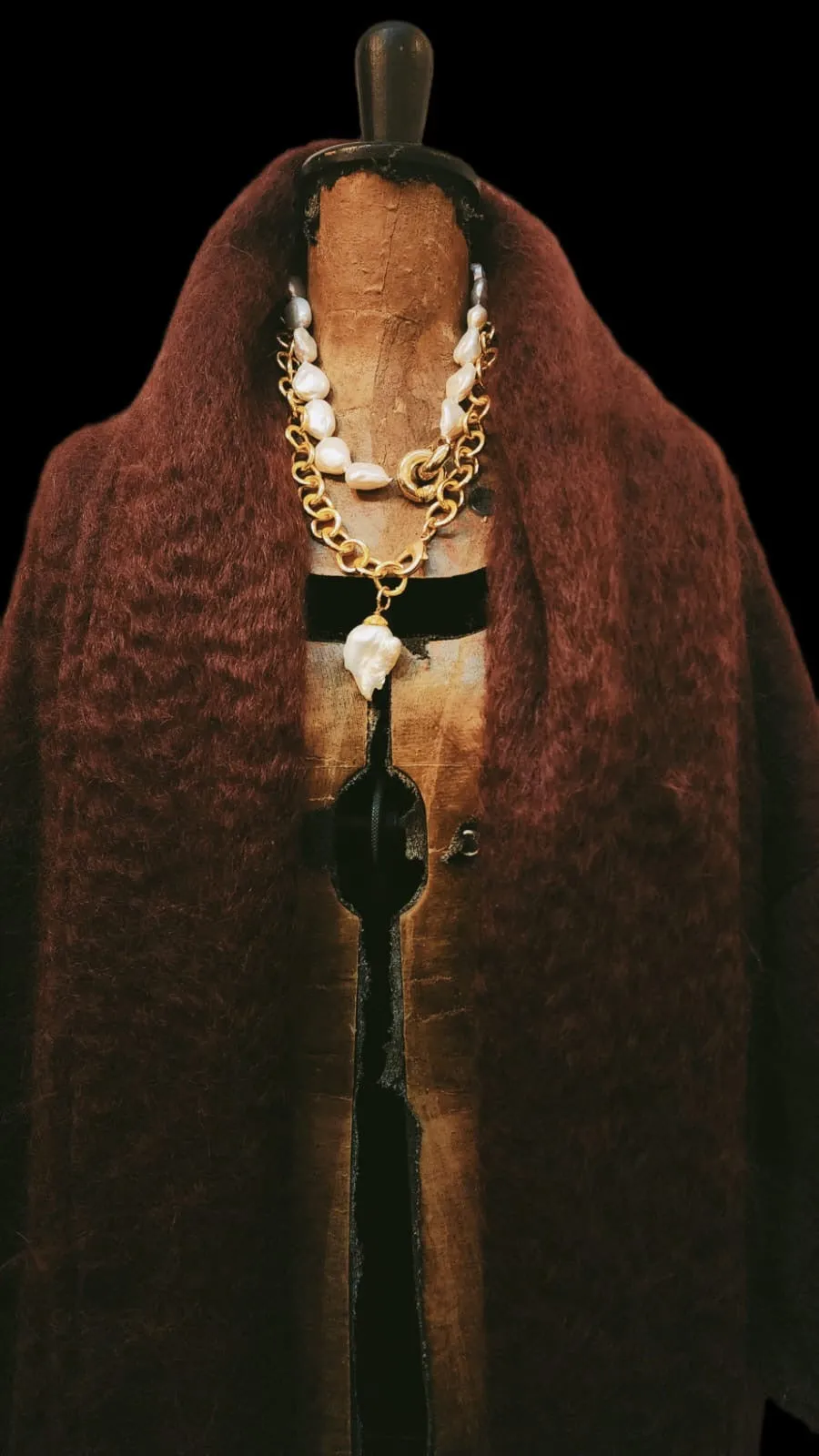 Mohair cocoon coat - Cognac