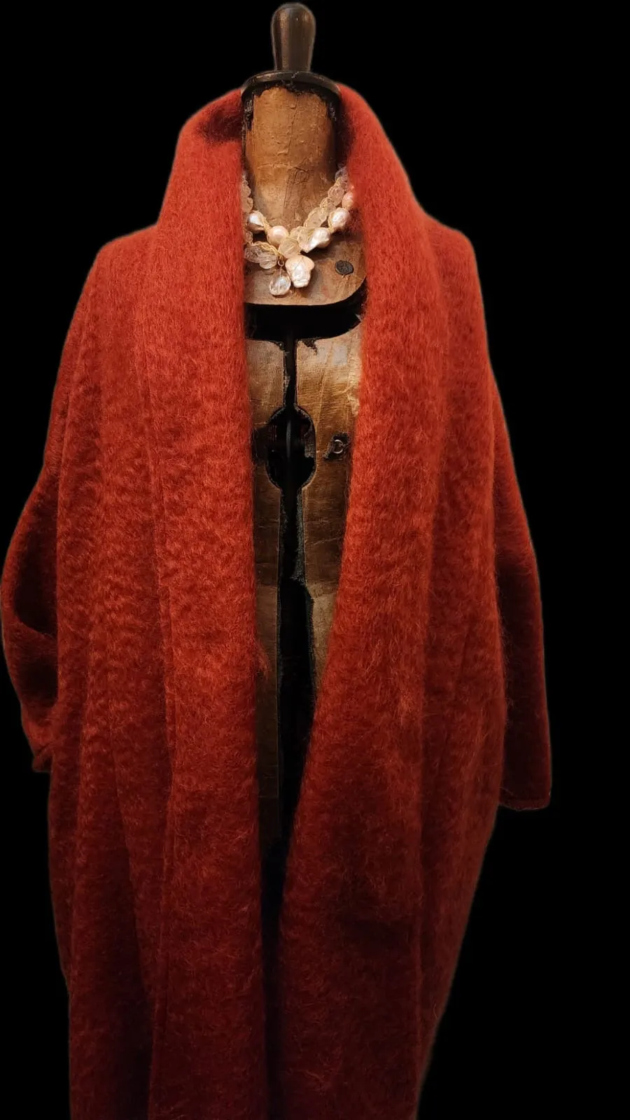 Mohair cocoon coat - Cognac