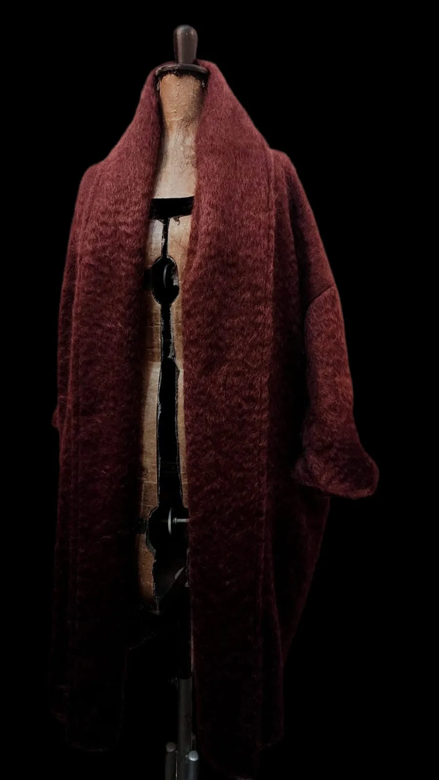 Mohair cocoon coat - Cognac