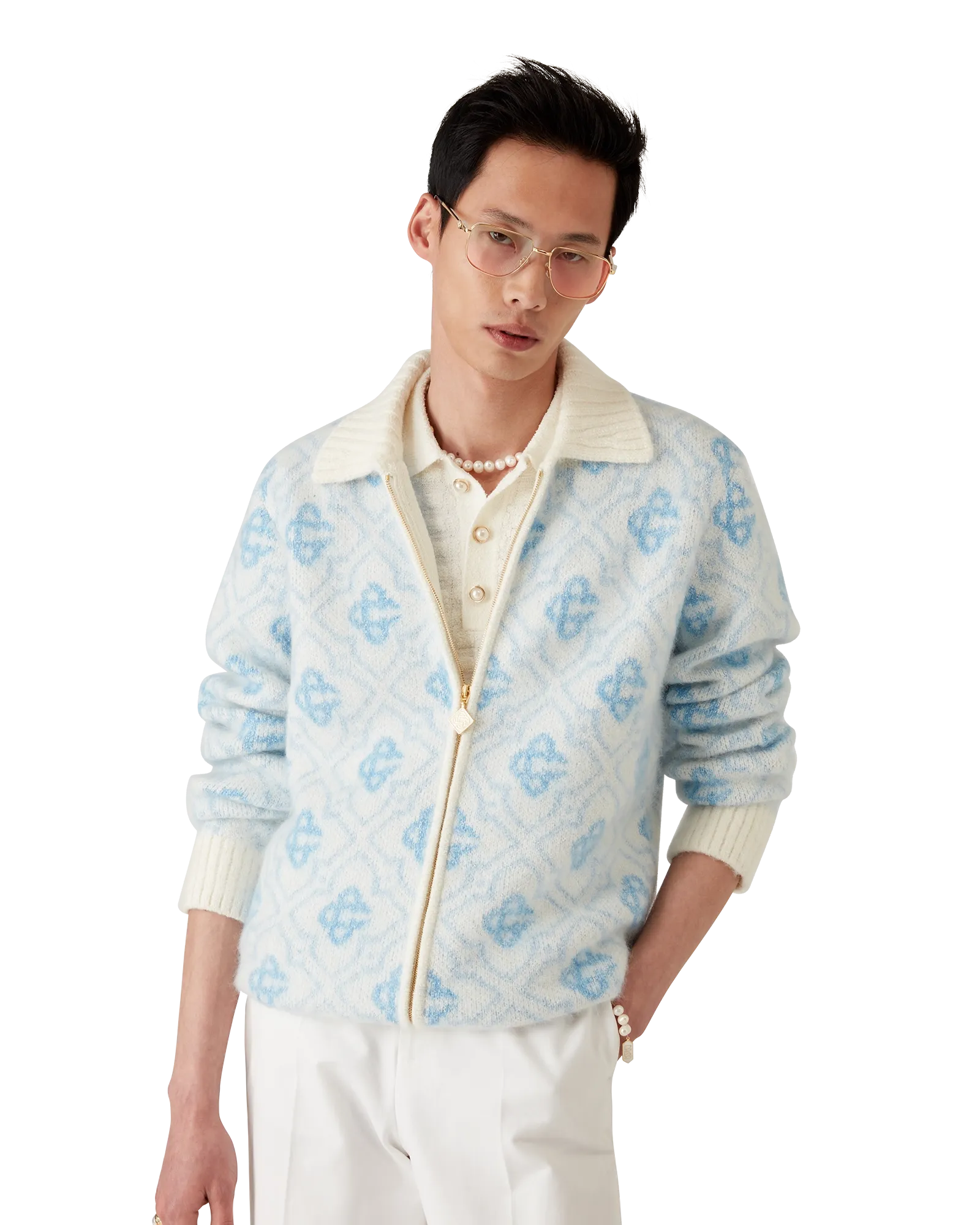 Mohair Monogram Zip Jumper