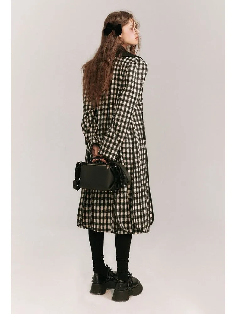 Monotone Plaid Loose Wool Coat【s0000003858】