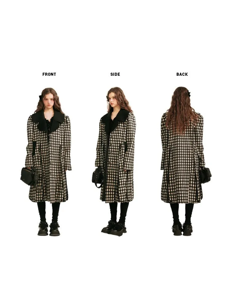 Monotone Plaid Loose Wool Coat【s0000003858】