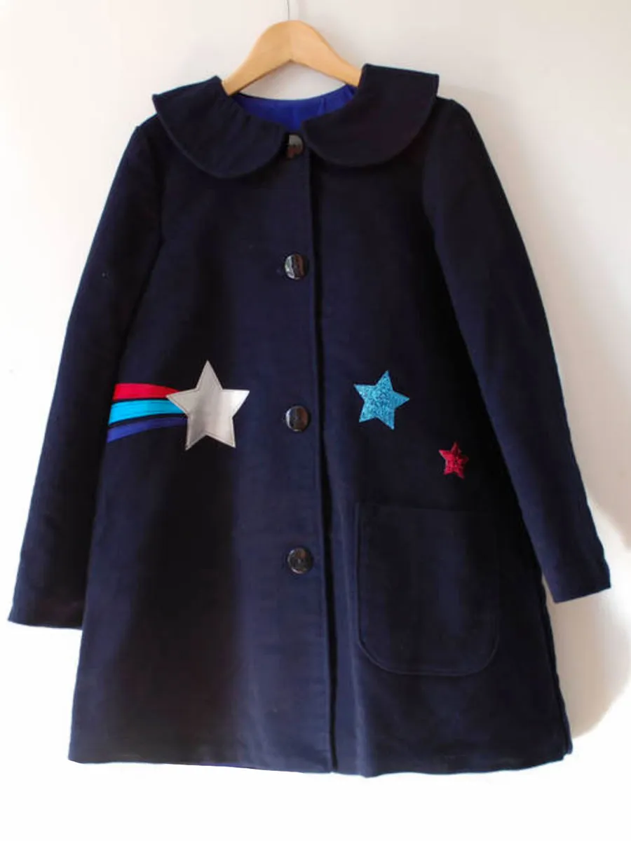 Navy A-line Pea Coat for Girls