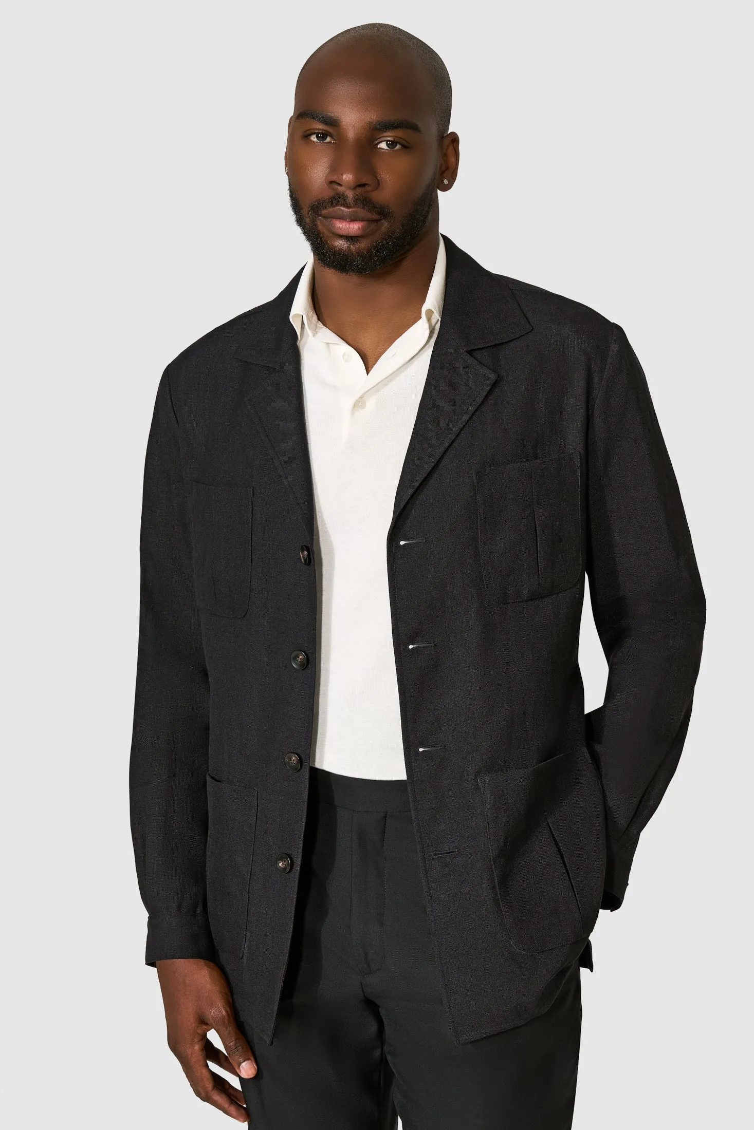 New Suitsupply Sahara Black Pure Linen Safari Jacket - Size 36R, 38R,42R, 44R, 48R