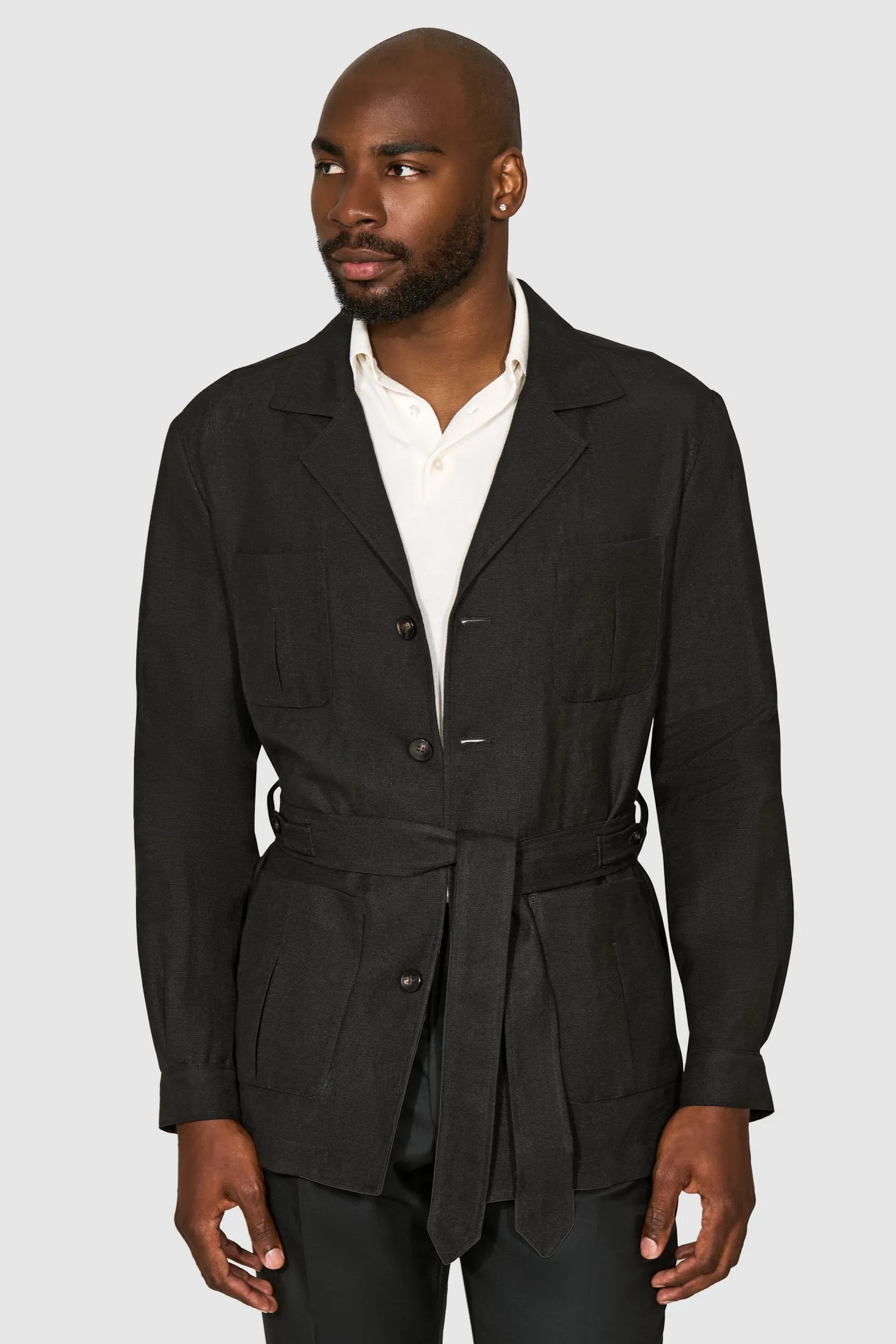 New Suitsupply Sahara Black Pure Linen Safari Jacket - Size 36R, 38R,42R, 44R, 48R