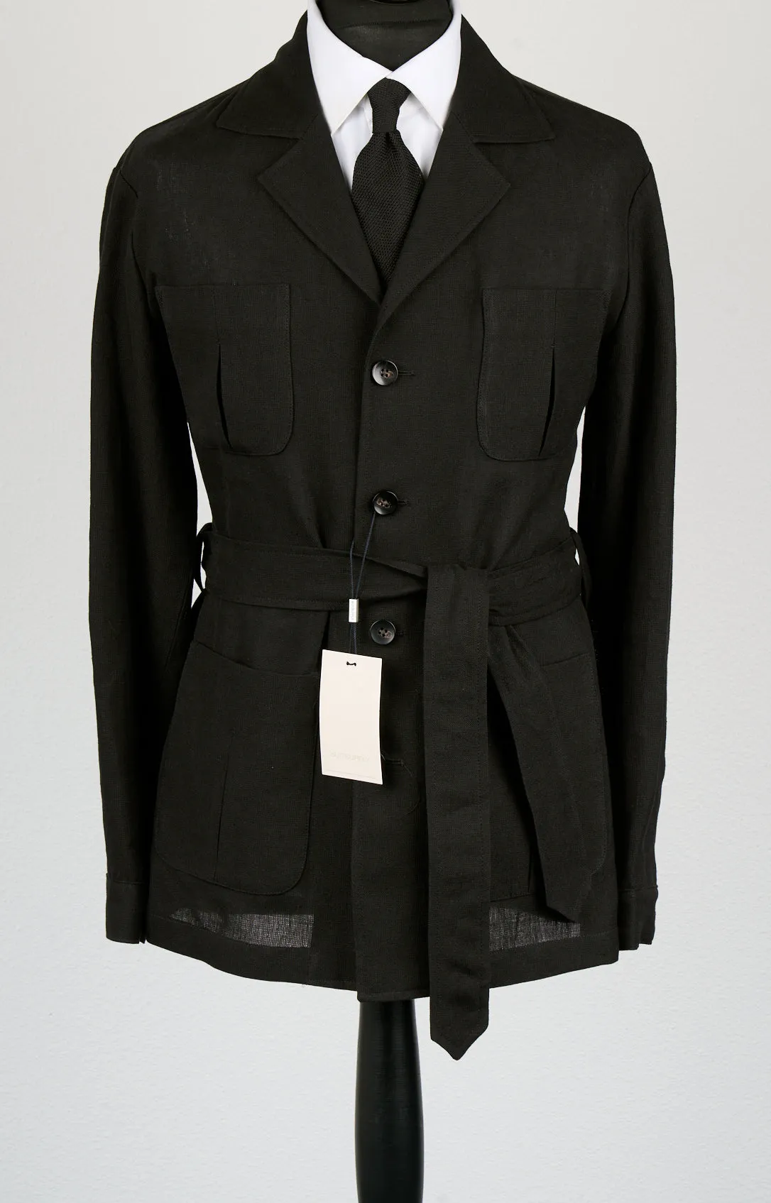 New Suitsupply Sahara Black Pure Linen Safari Jacket - Size 36R, 38R,42R, 44R, 48R