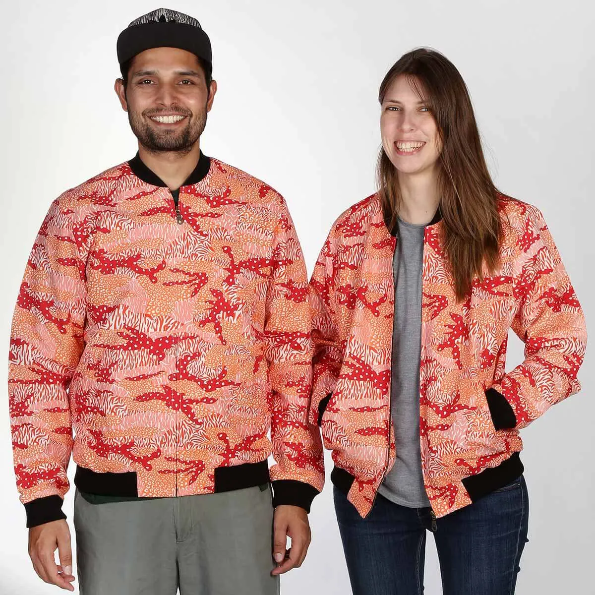 Orange Big Cat Camo Unisex Bomber Jacket