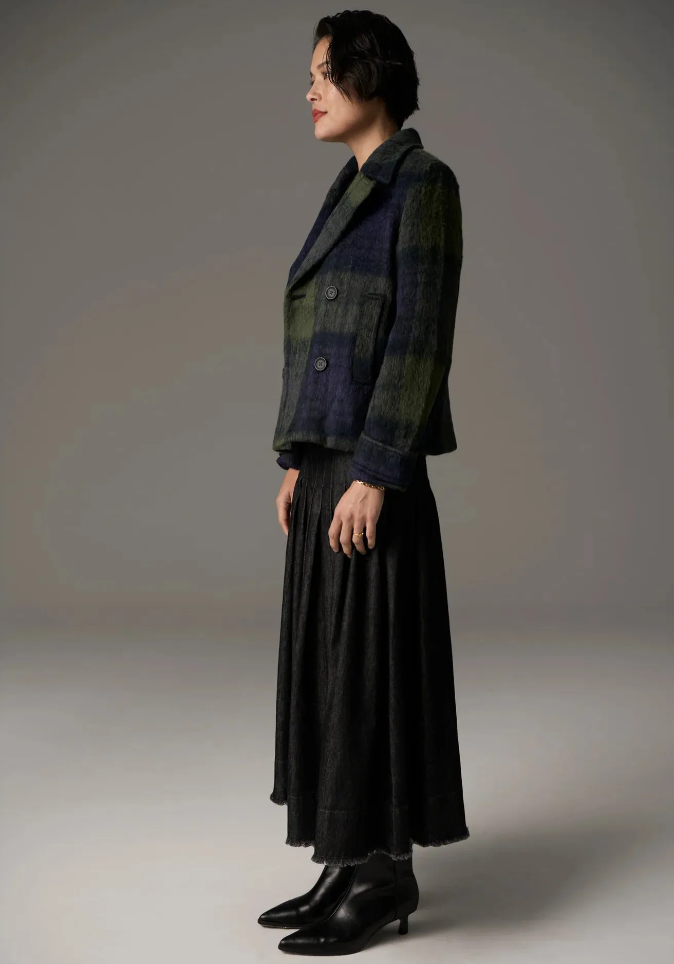 POL - Nashia Pea Coat - Khaki/Ink