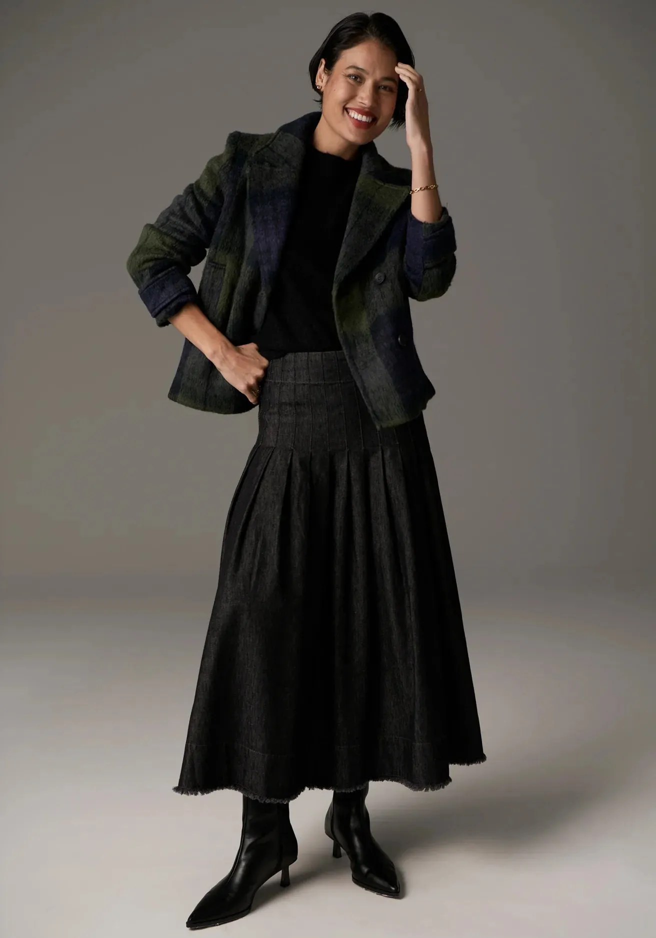 POL - Nashia Pea Coat - Khaki/Ink