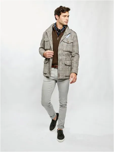 Safari Jacket in Brown Plaid