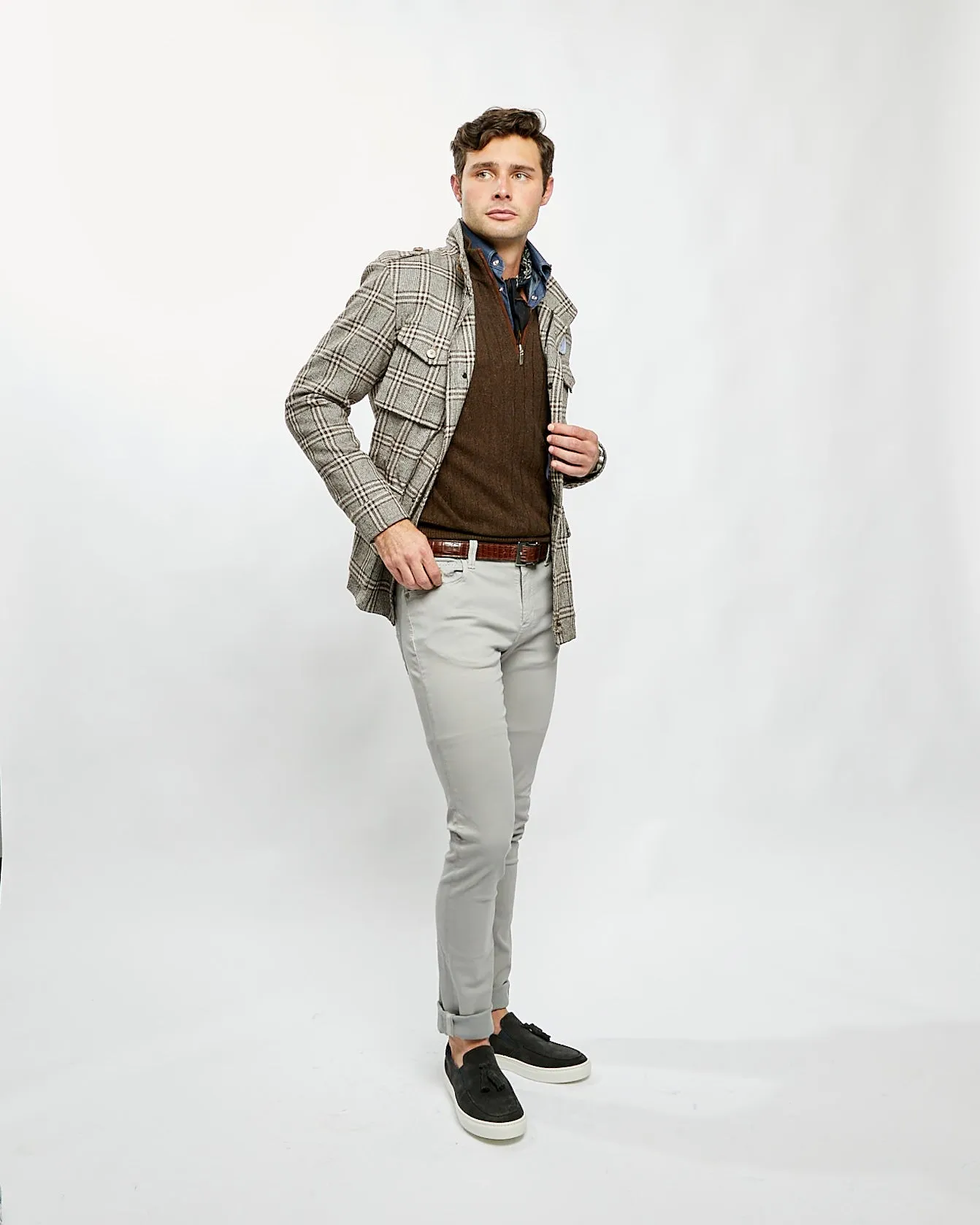 Safari Jacket in Brown Plaid