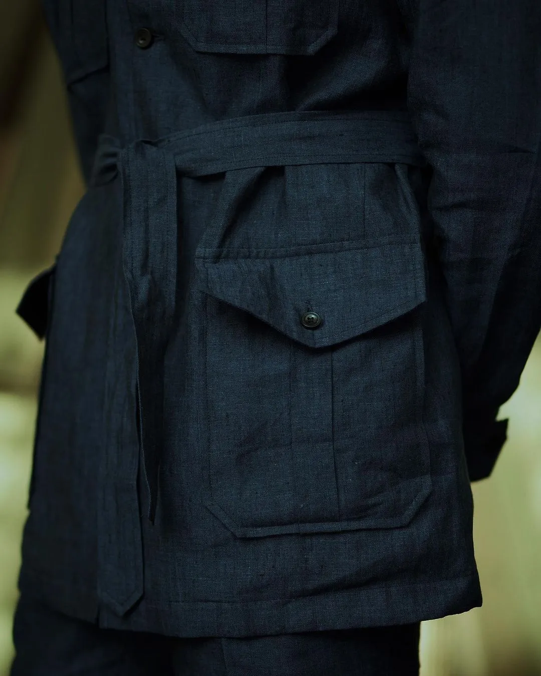 Safari Jacket in Linen Dark Indigo