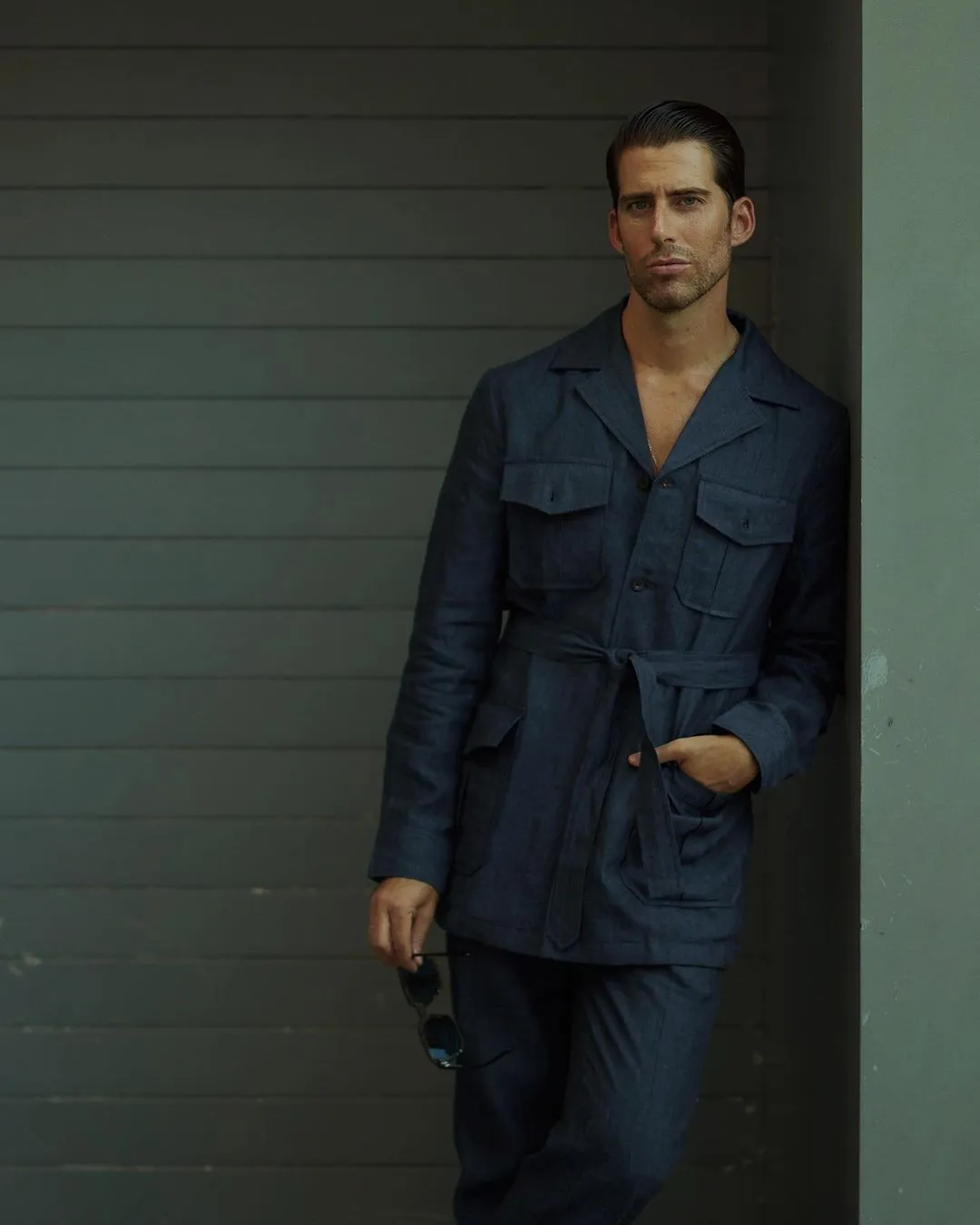 Safari Jacket in Linen Dark Indigo