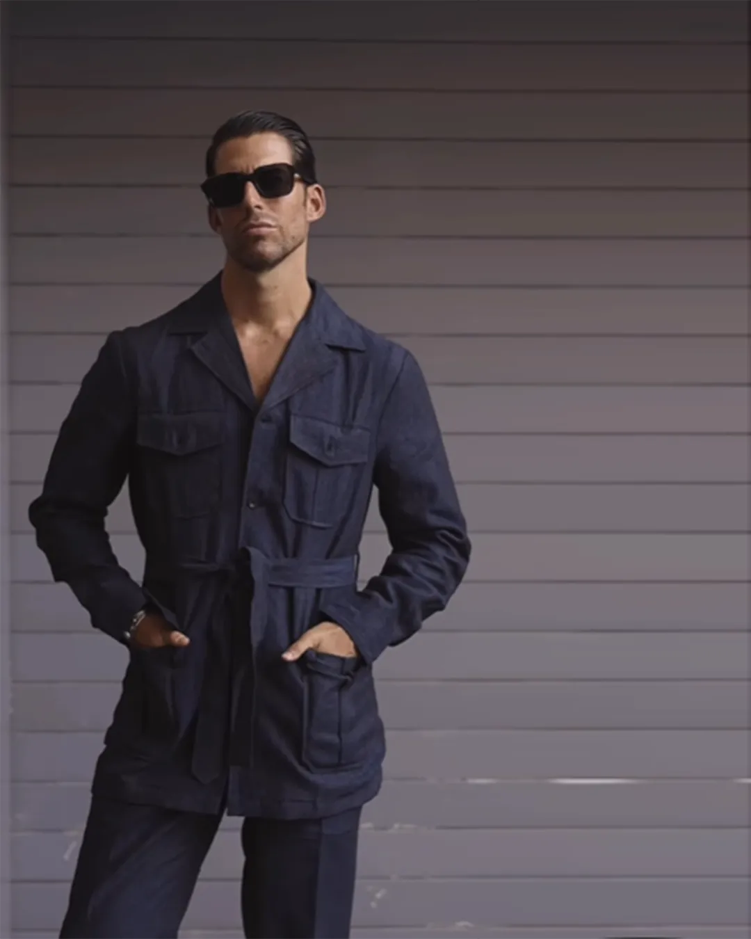 Safari Jacket in Linen Dark Indigo