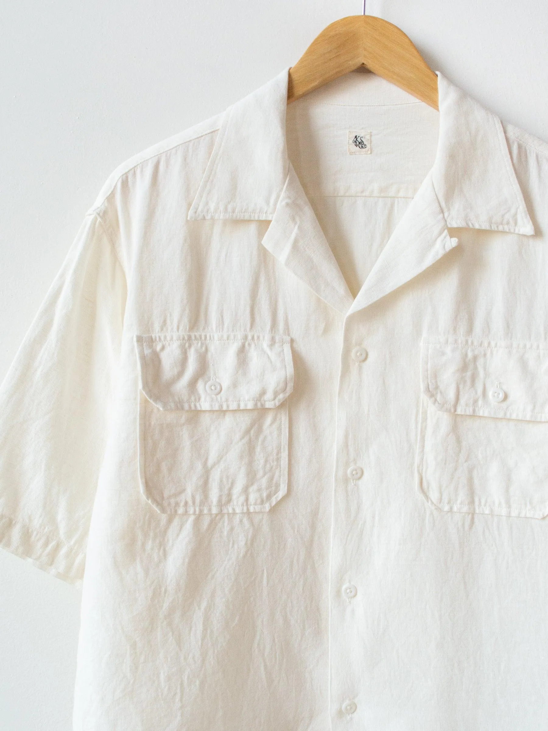 Safari Mesh Open Collar SS Shirt- White
