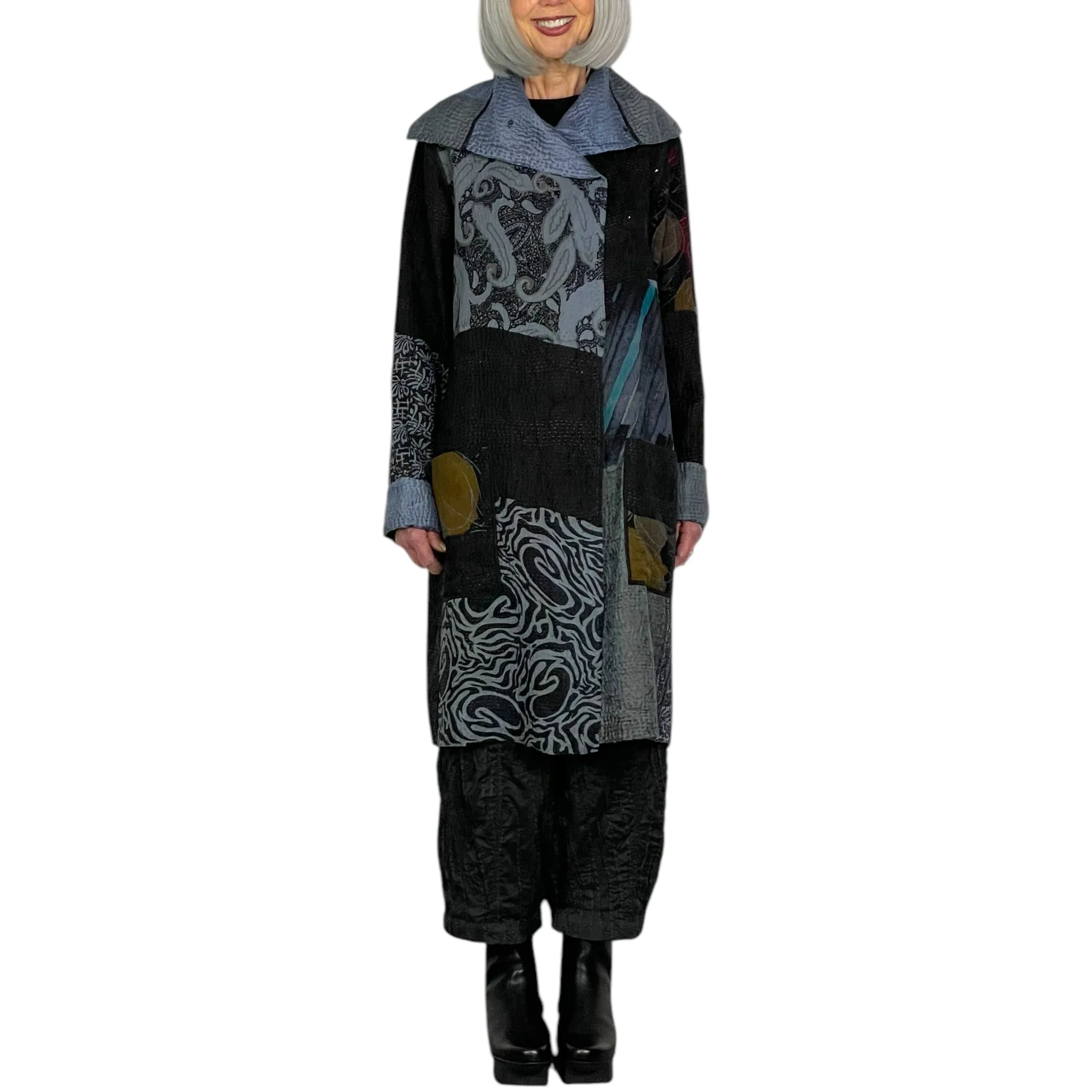 SILK JACQUARD POCKET MEDIUM COAT