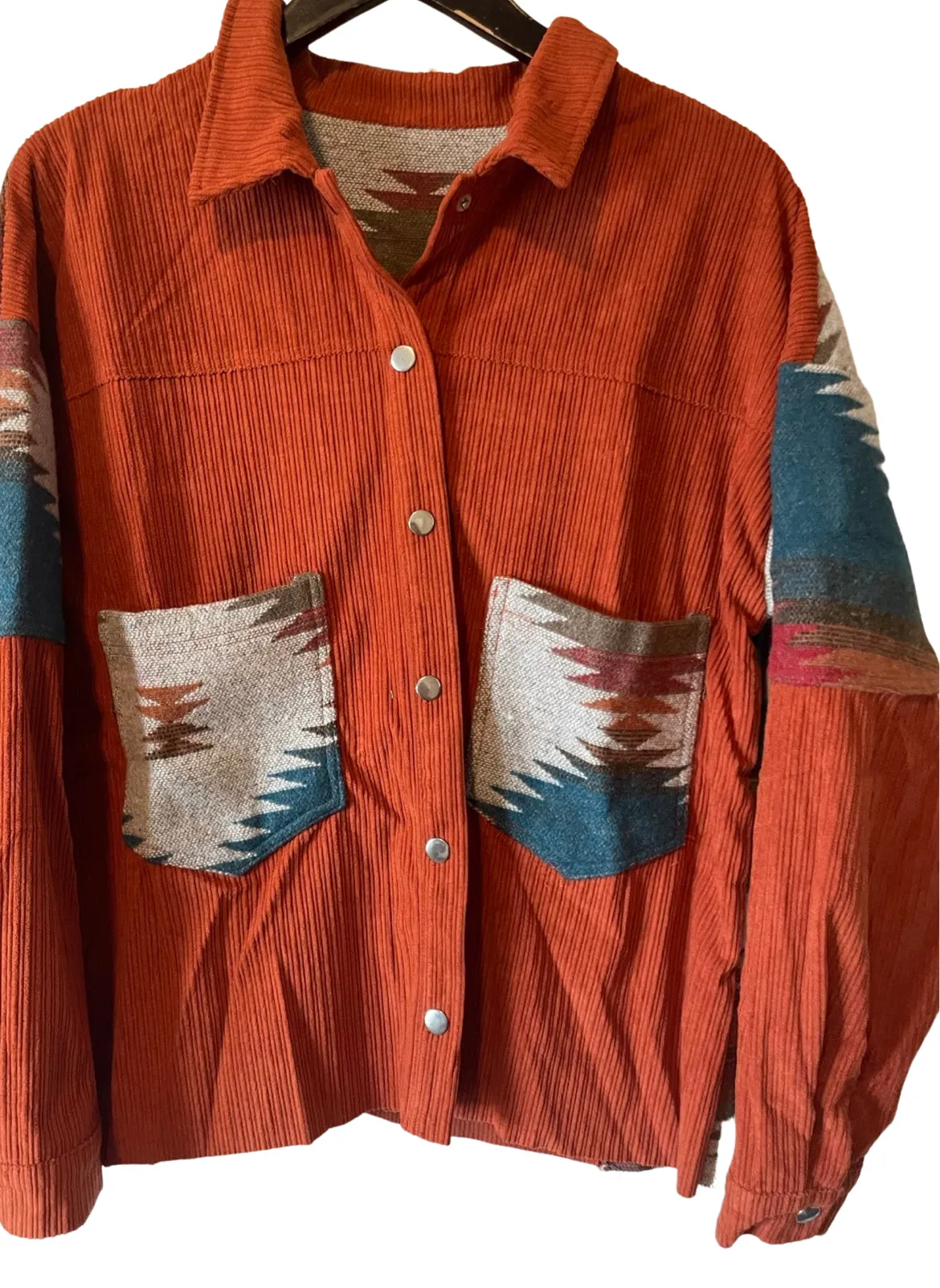 Southwest Corduroy Jacket with Embroidered Cow Skull