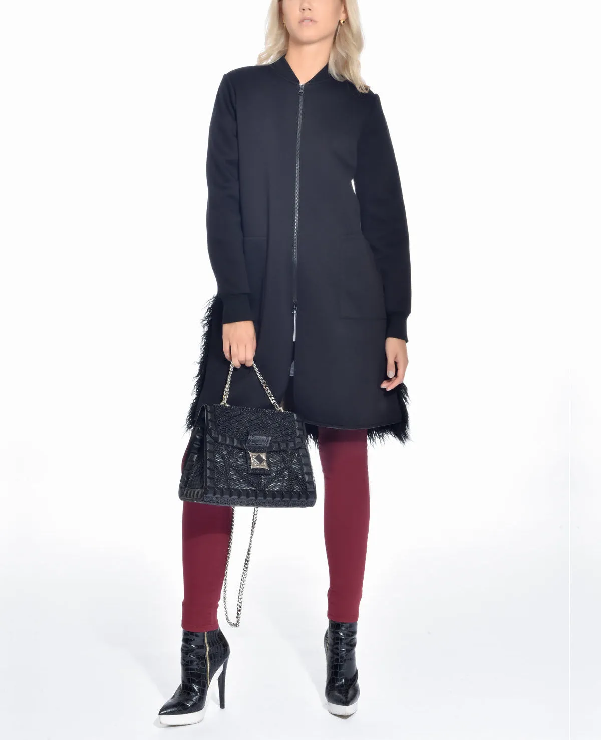 Tonal Green Quilted Shearling Coats