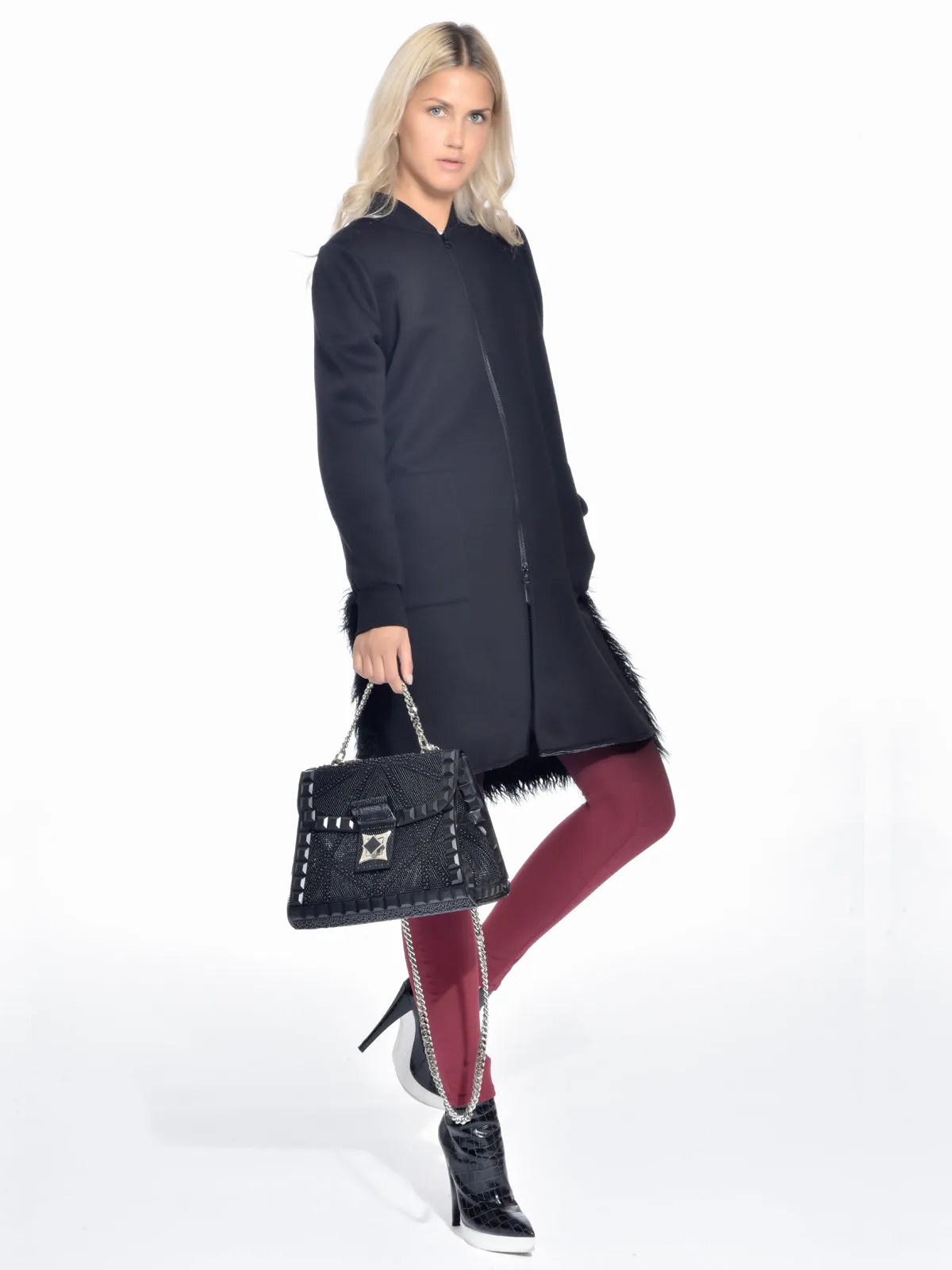 Tonal Green Quilted Shearling Coats