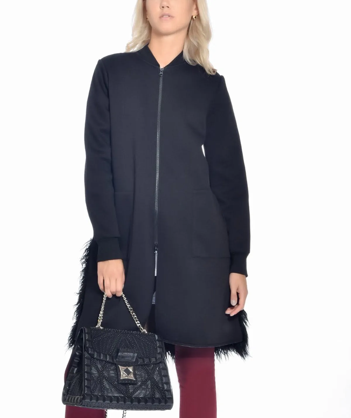 Tonal Green Quilted Shearling Coats