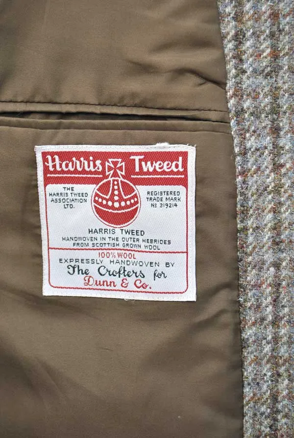 Vintage Grey Harris Tweed Sports Jacket • Dunn & Co • 46R