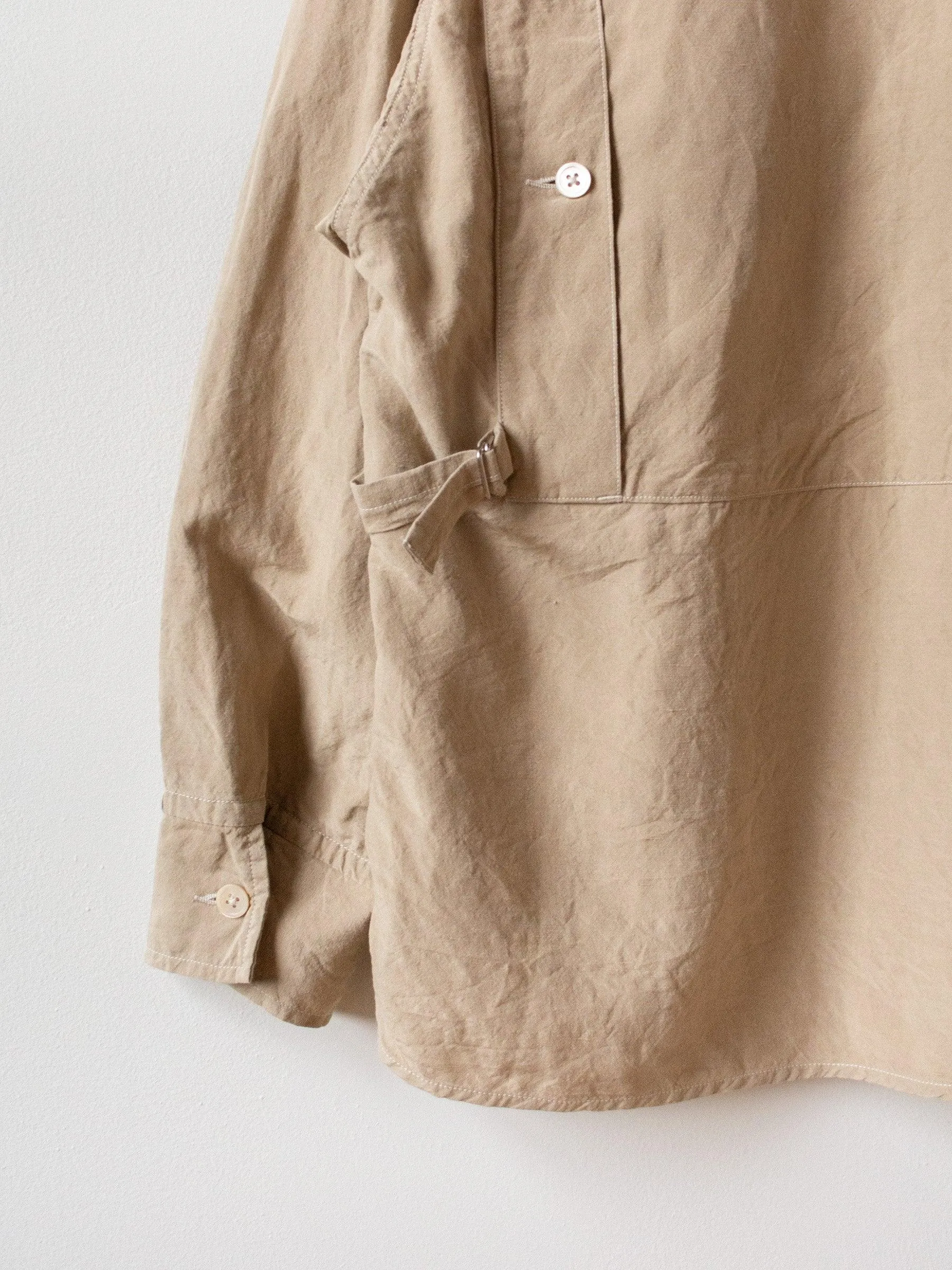 Washed Silk Linen Field Shirt Jacket - Beige