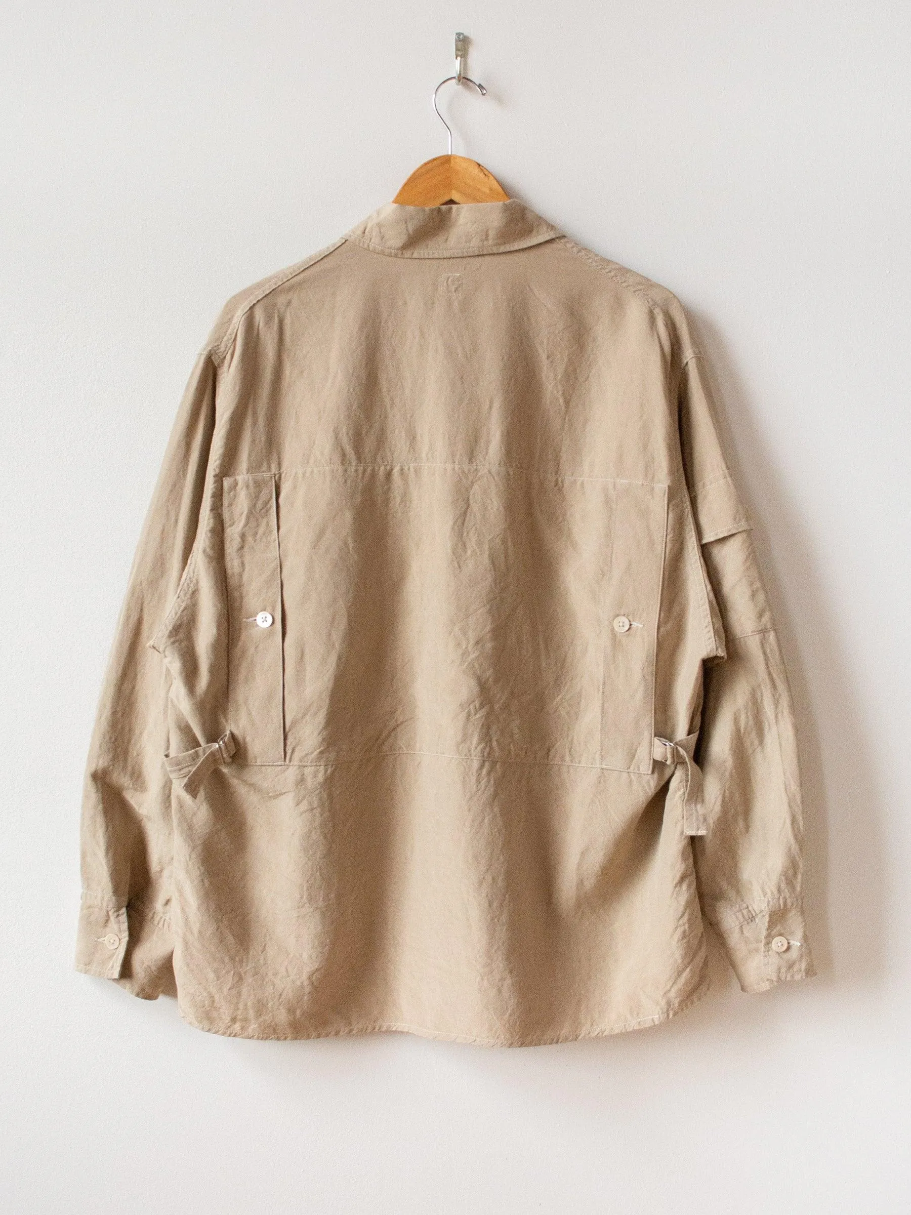 Washed Silk Linen Field Shirt Jacket - Beige