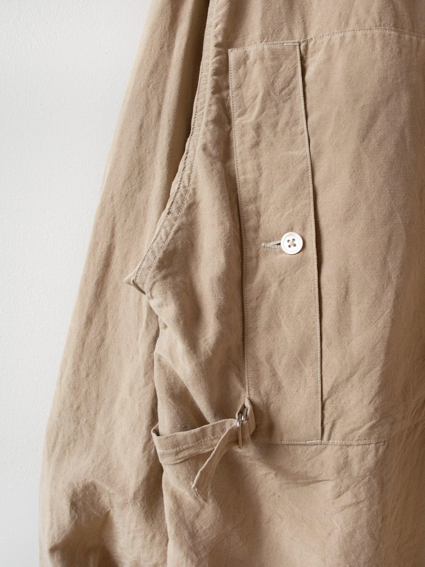 Washed Silk Linen Field Shirt Jacket - Beige