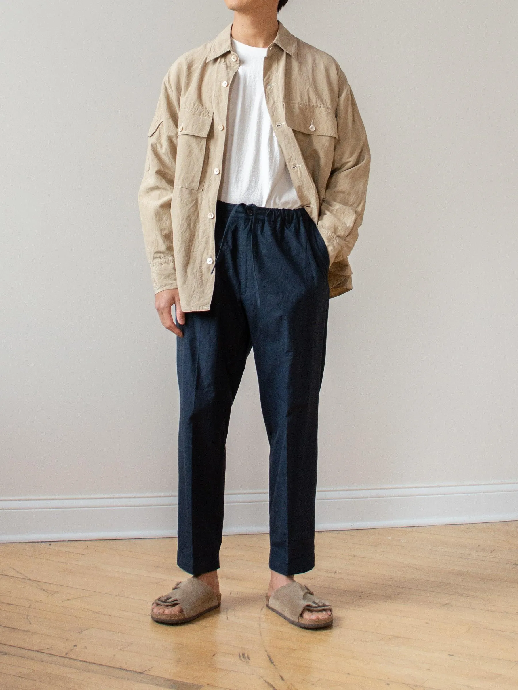 Washed Silk Linen Field Shirt Jacket - Beige