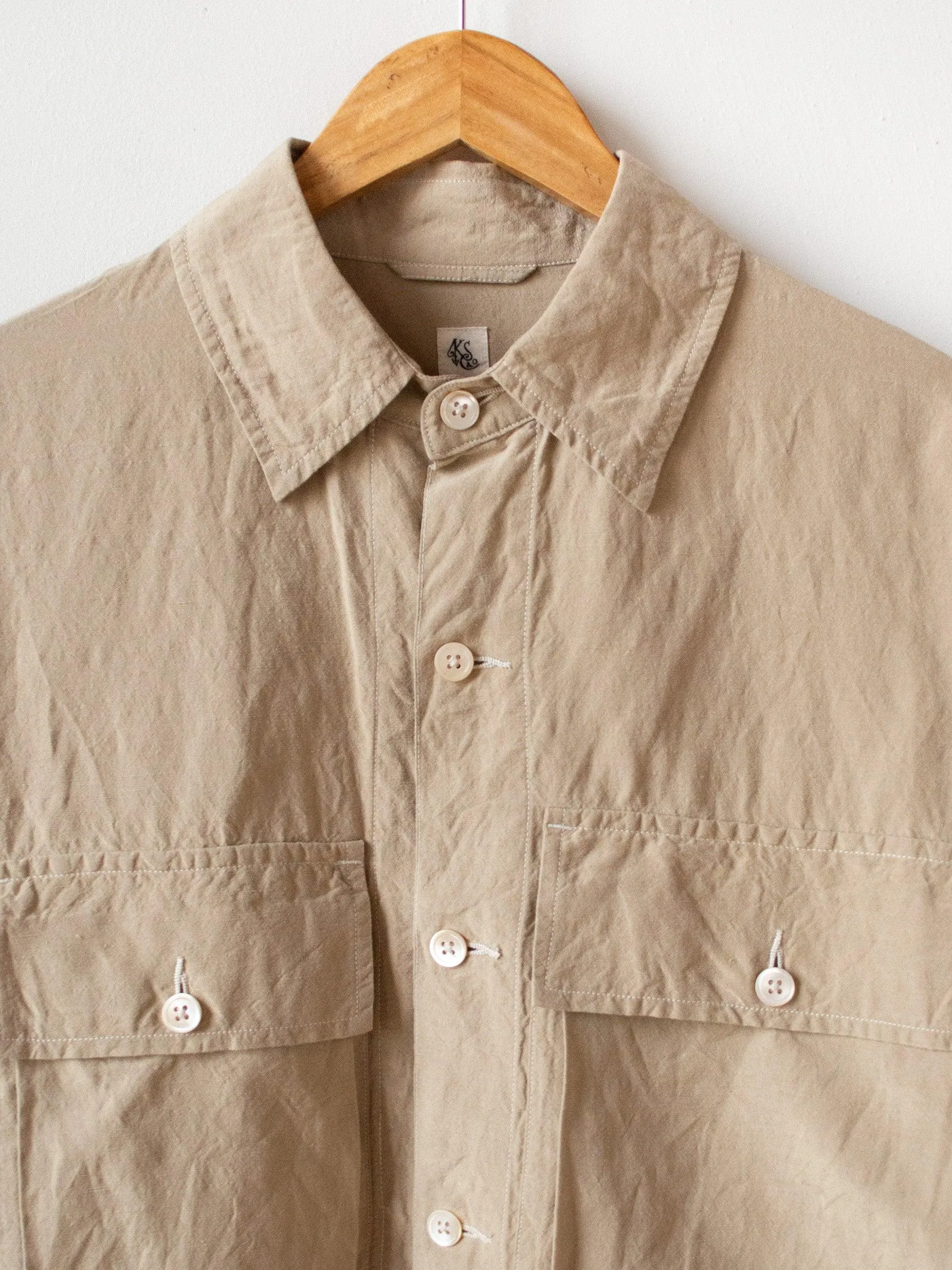 Washed Silk Linen Field Shirt Jacket - Beige
