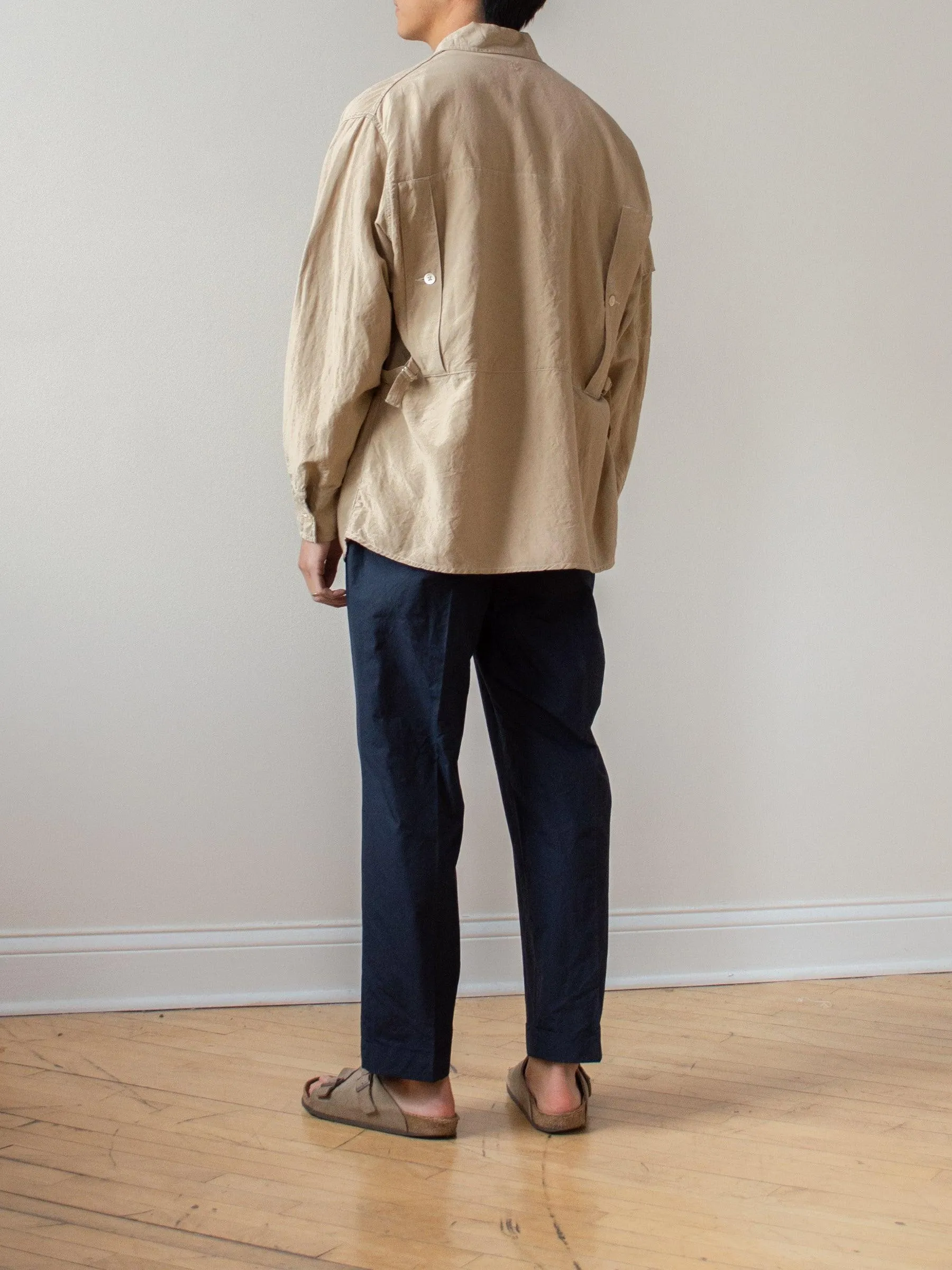 Washed Silk Linen Field Shirt Jacket - Beige