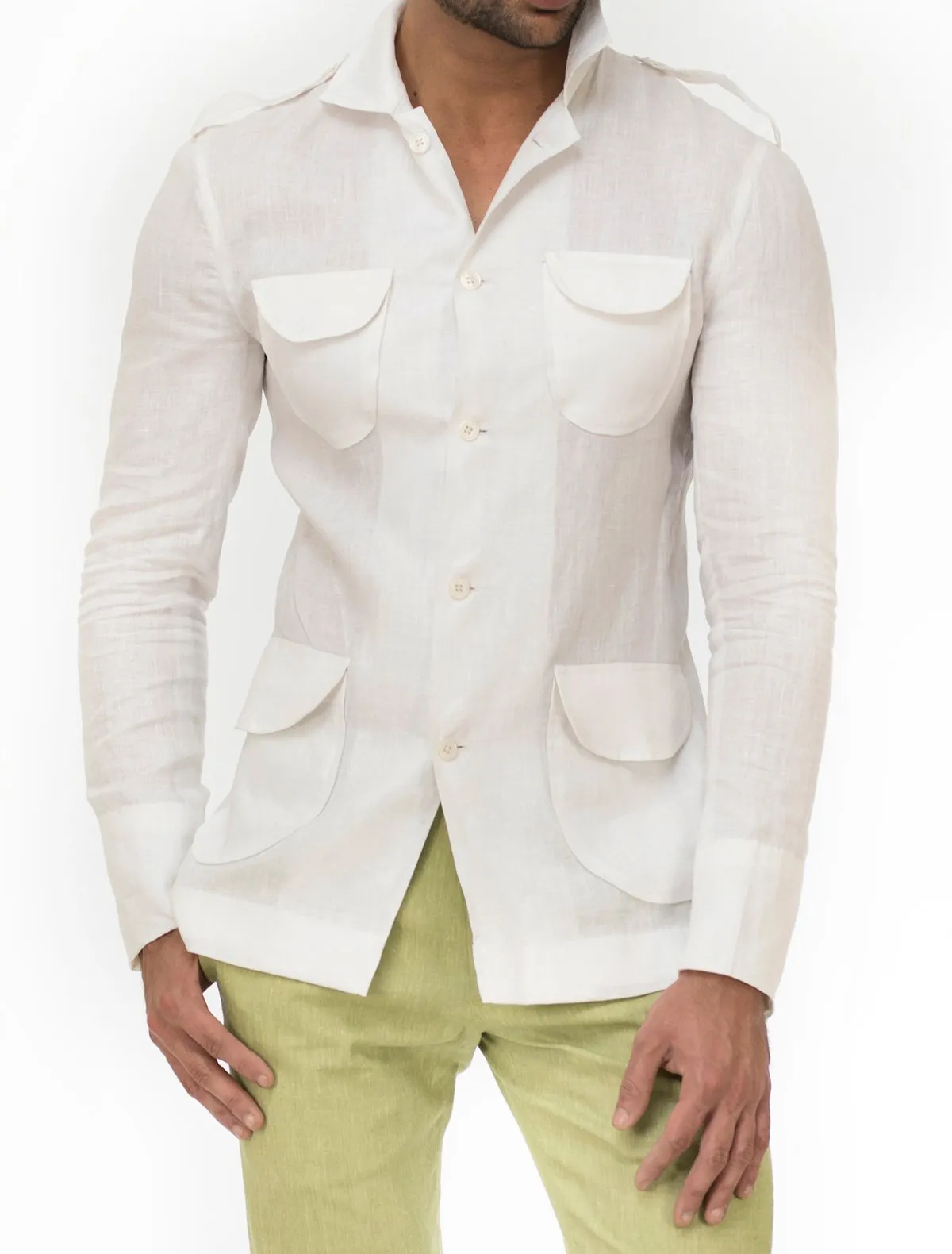 WHITE SAFARI LINEN JACKET