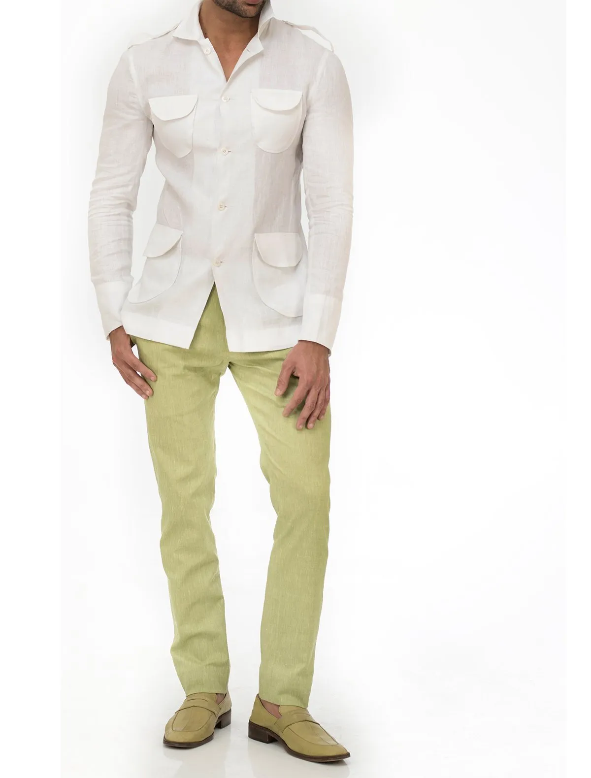 WHITE SAFARI LINEN JACKET