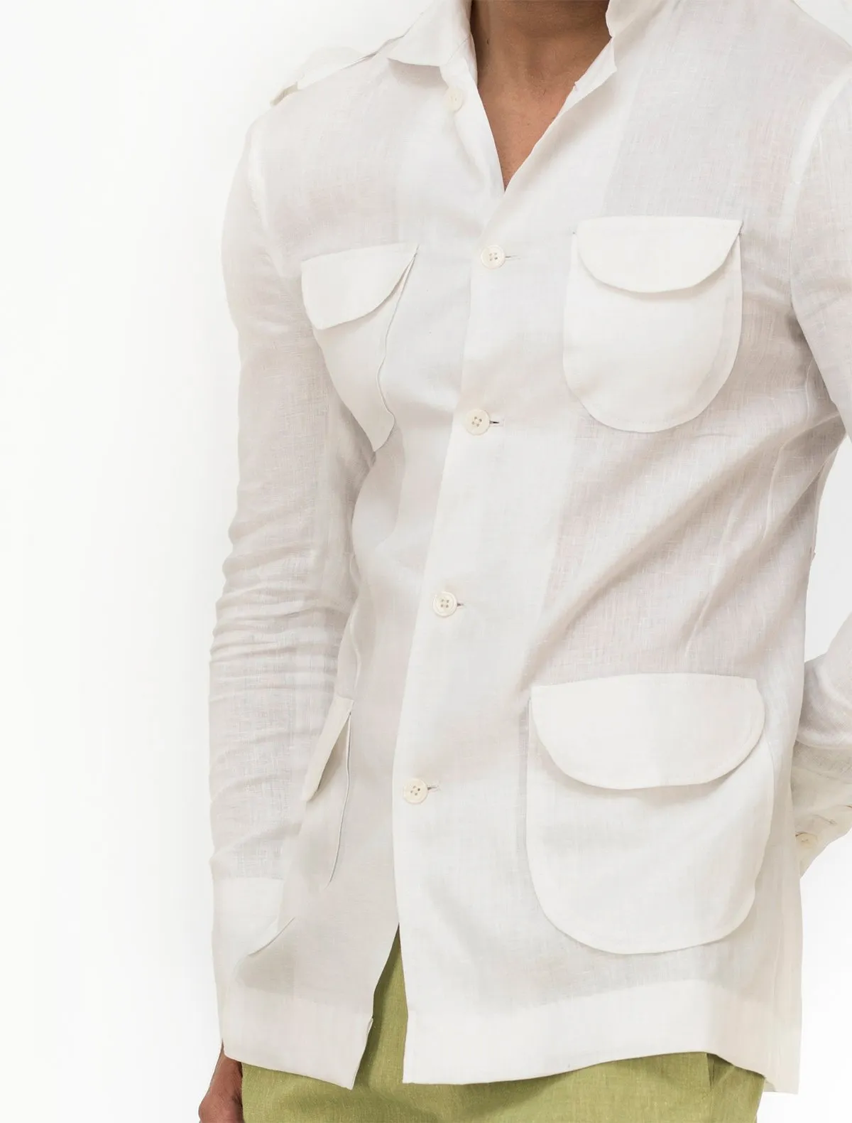 WHITE SAFARI LINEN JACKET